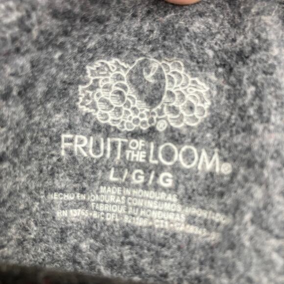 Fruit Of The Loom Dark Gray Solid Long Sleeve Crew Neck Sweatshirt Top Shirt - Picture 2 of 4